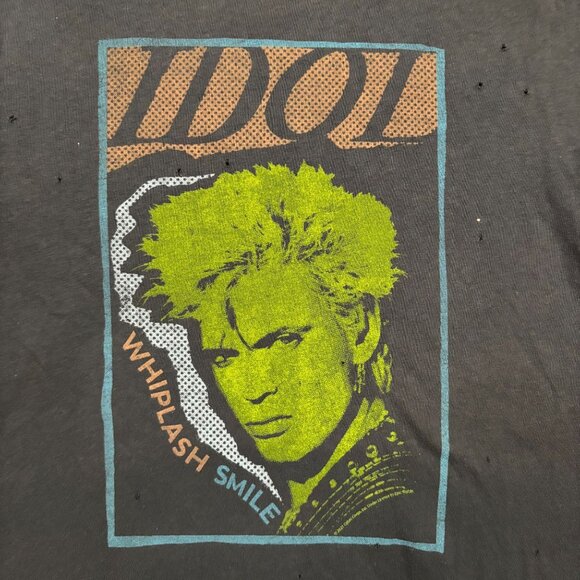 Billy Idol Whiplash Smile Rock Distressed T-Shirt Size Large - Picture 2 of 4